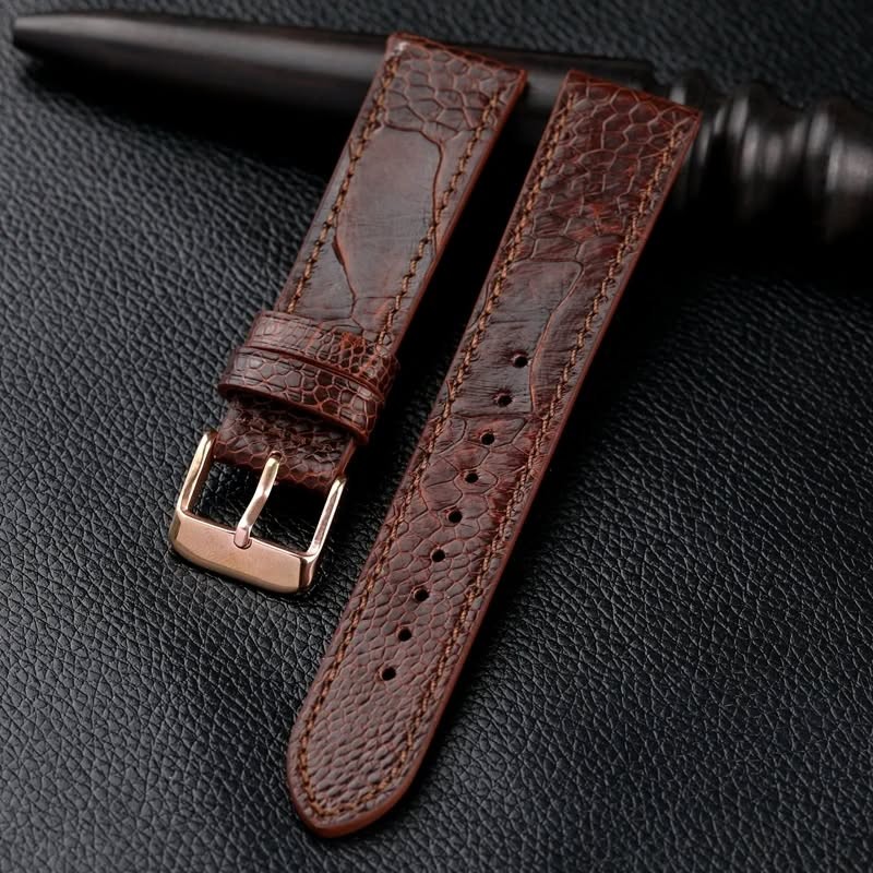 Handmade Ostrich Foot Leather Watchband Soft Bracelet Vintage Style