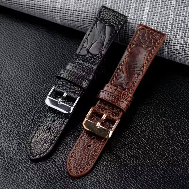 Handmade Ostrich Foot Leather Watchband Soft Bracelet Vintage Style