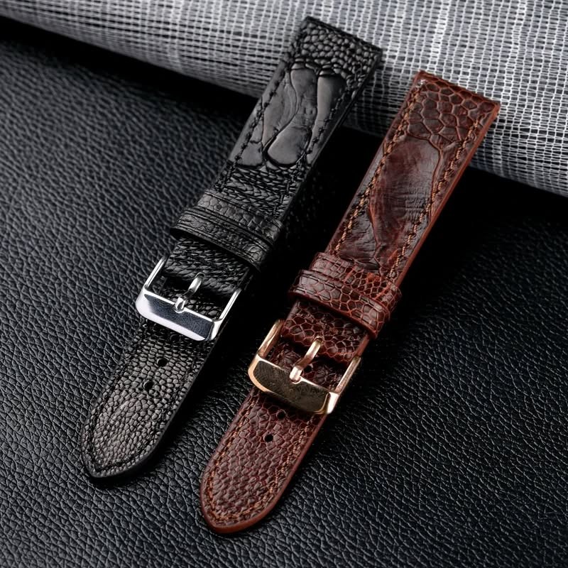 Handmade Ostrich Foot Leather Watchband Soft Bracelet Vintage Style
