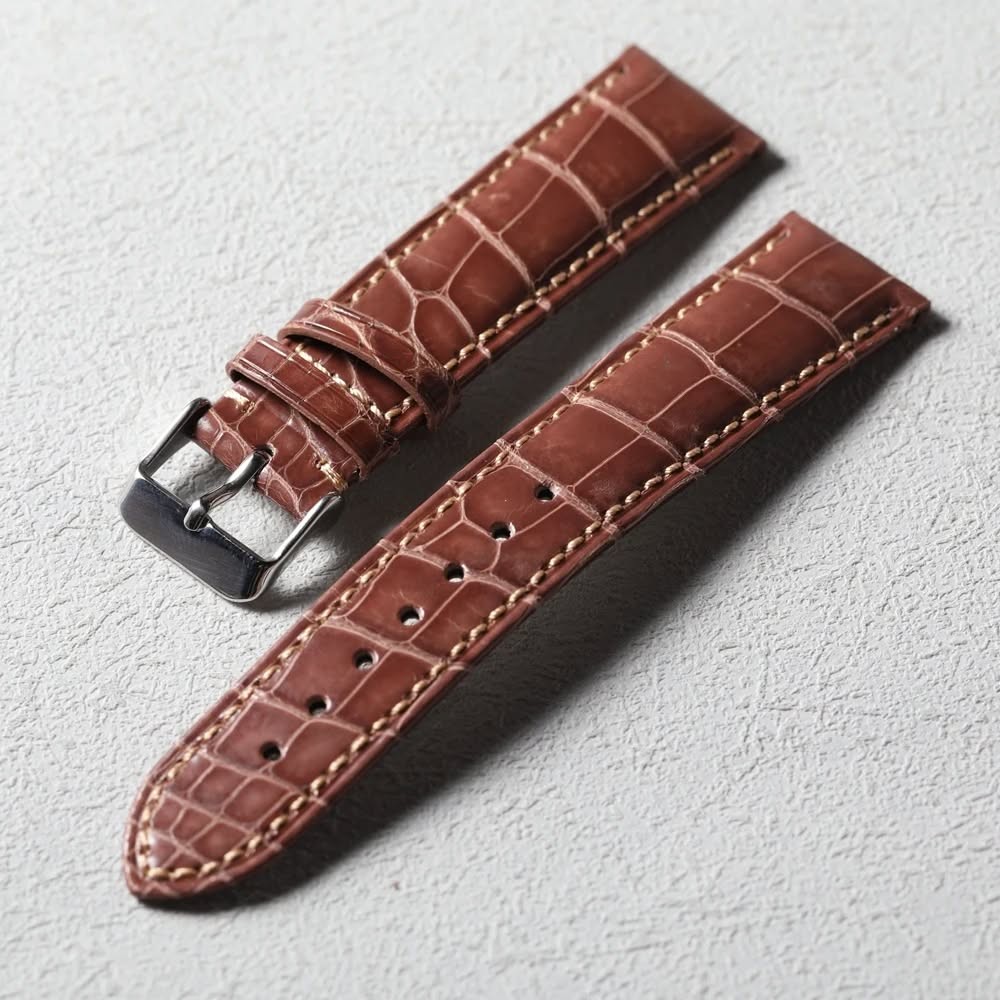 Handmade high-end American crocodile leather strap bamboo knot pattern