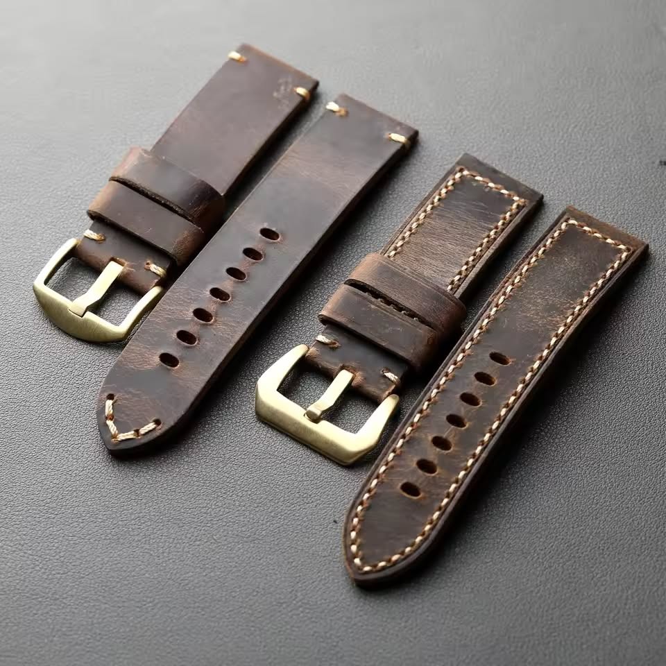 Handmade top layer cowhide strapwith pure copper watch strap