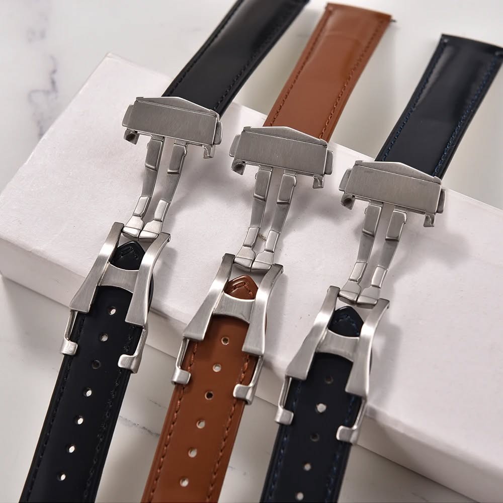 Durable leather strap compatible with various watch models