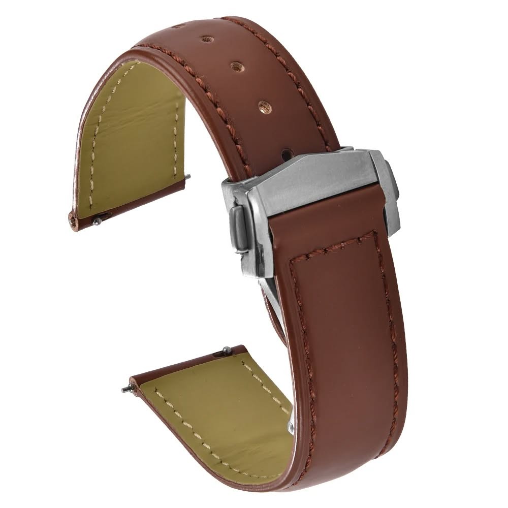 Durable leather strap compatible with various watch models
