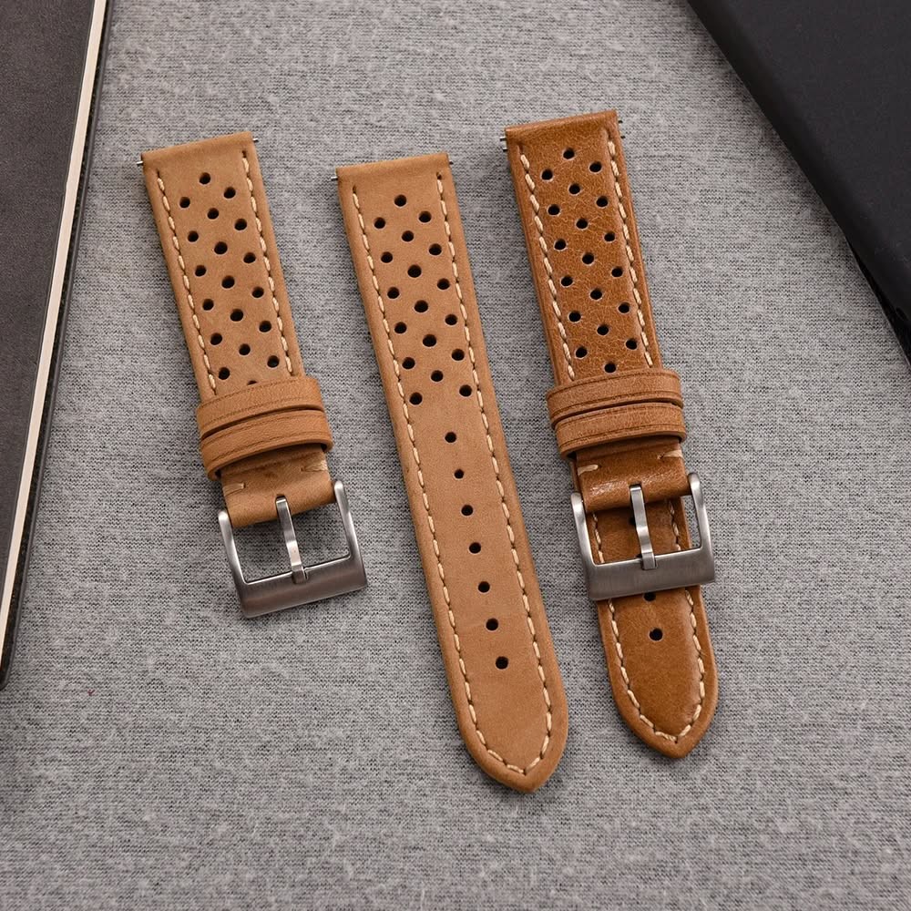 Vintage Leather Strap Breathable leather Watch Band Quick Release Strap