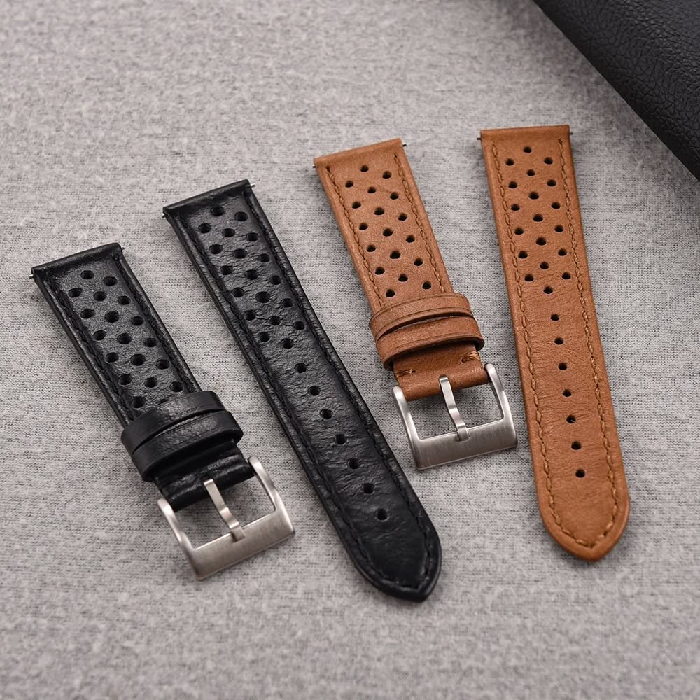 Vintage Leather Strap Breathable leather Watch Band Quick Release Strap