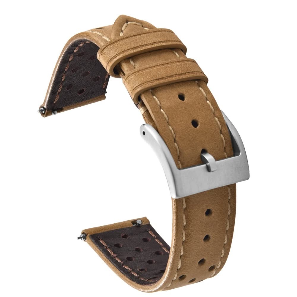 Vintage Leather Strap Breathable leather Watch Band Quick Release Strap