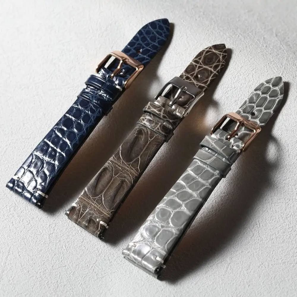 Handmade crocodile leather strap quick release soft ultra-thin leather strap