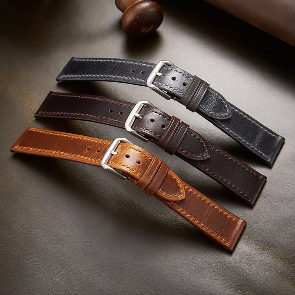 Italian genuine leather strap retro oil wax skin colour-changing ultra-thin