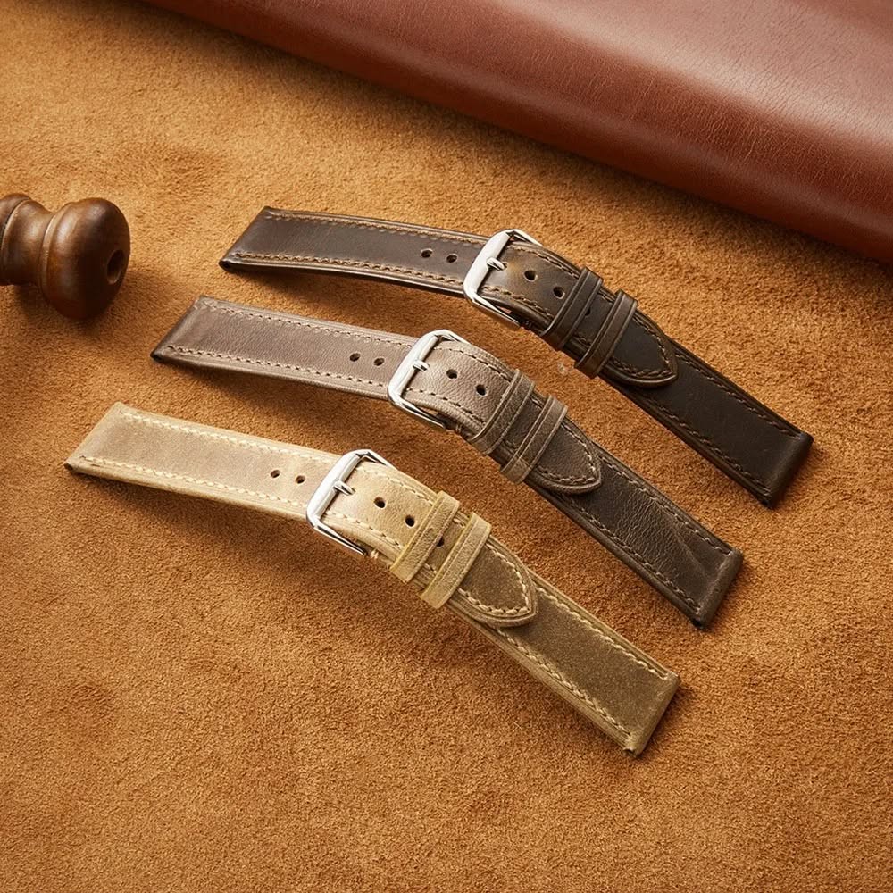 Italian genuine leather strap retro oil wax skin colour-changing ultra-thin
