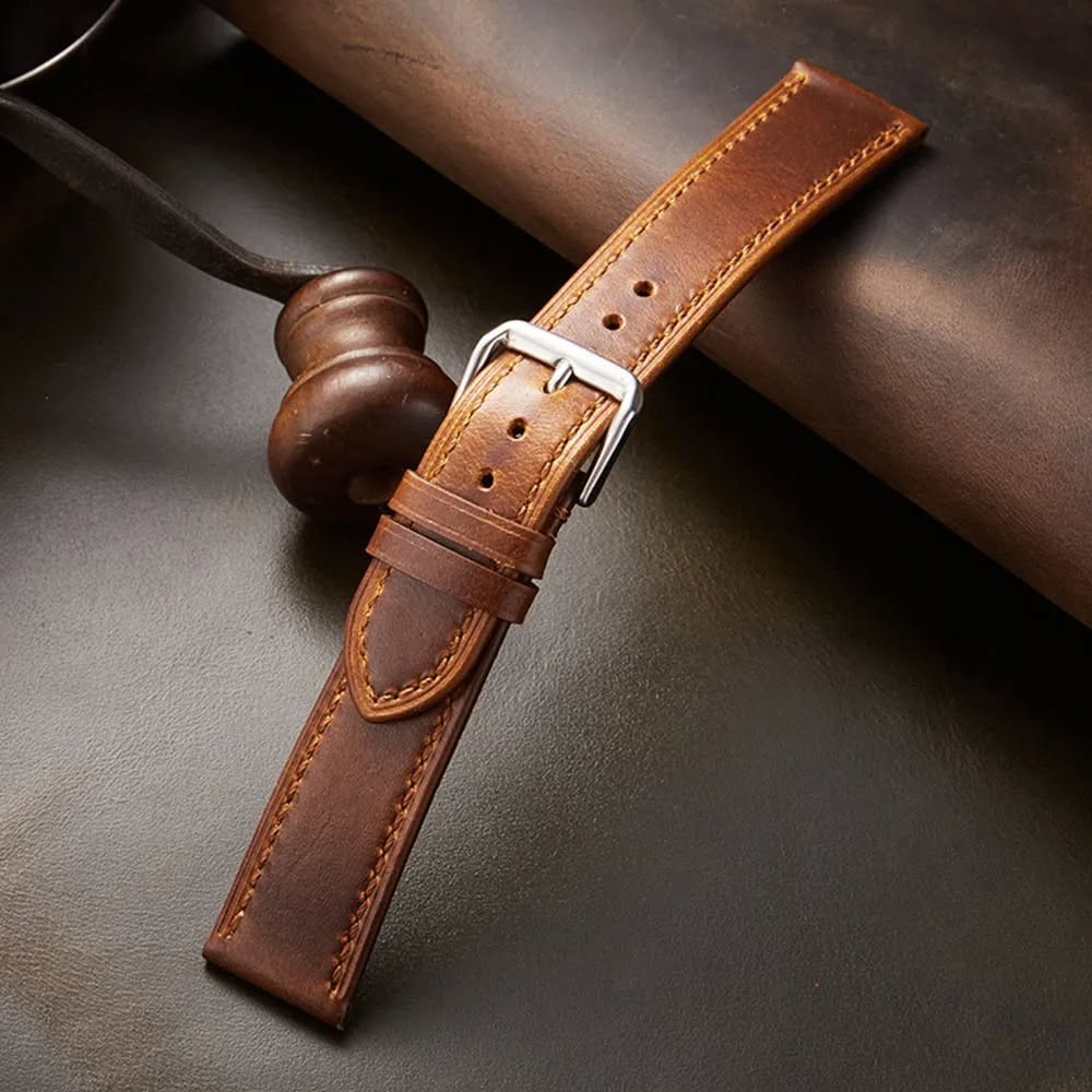 Italian genuine leather strap retro oil wax skin colour-changing ultra-thin