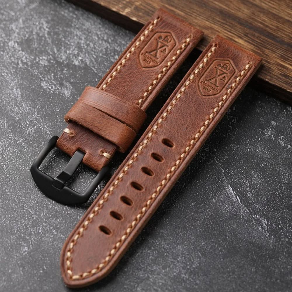 Handcrafted top-grain leather watch strap vintage leather