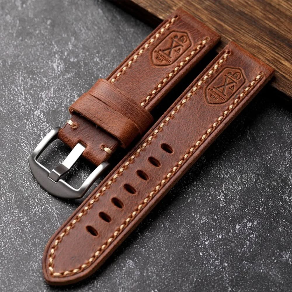Handcrafted top-grain leather watch strap vintage leather