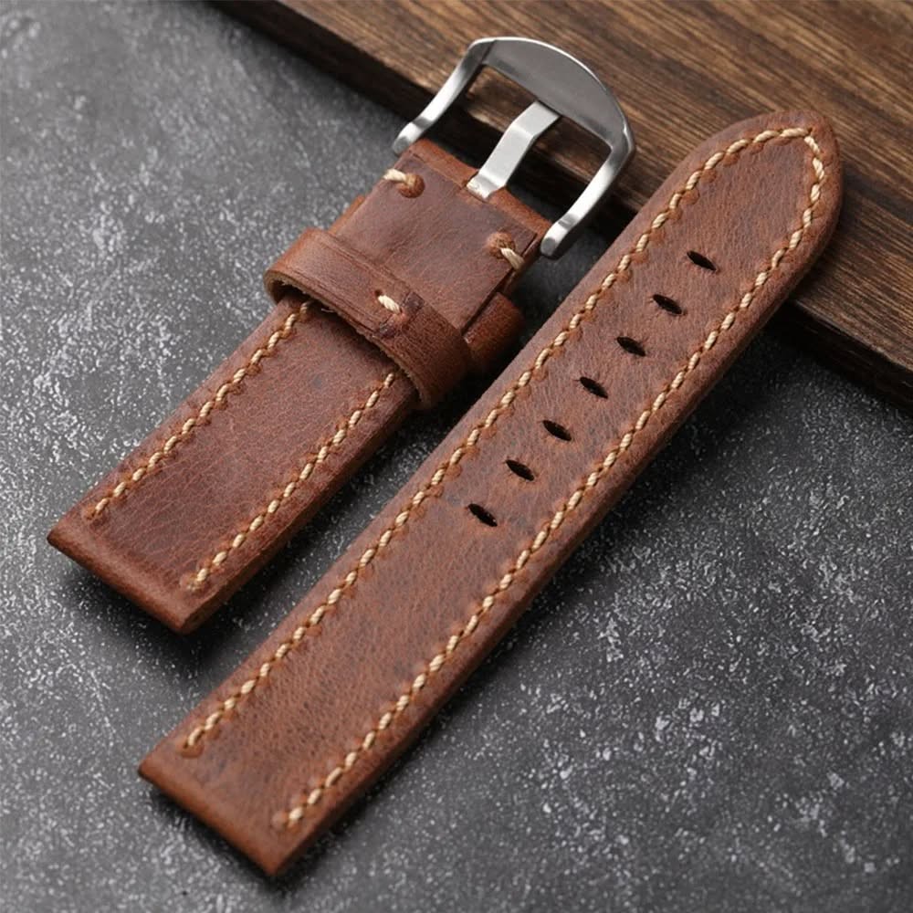 Handcrafted top-grain leather watch strap vintage leather