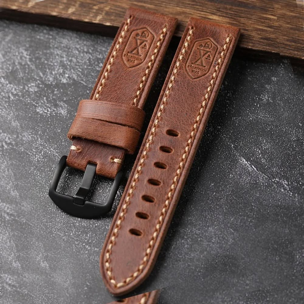 Handcrafted top-grain leather watch strap vintage leather