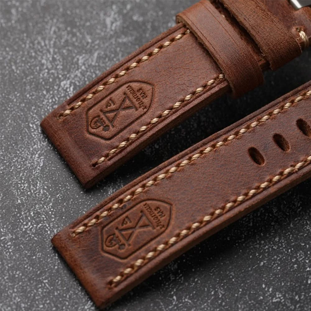 Handcrafted top-grain leather watch strap vintage leather