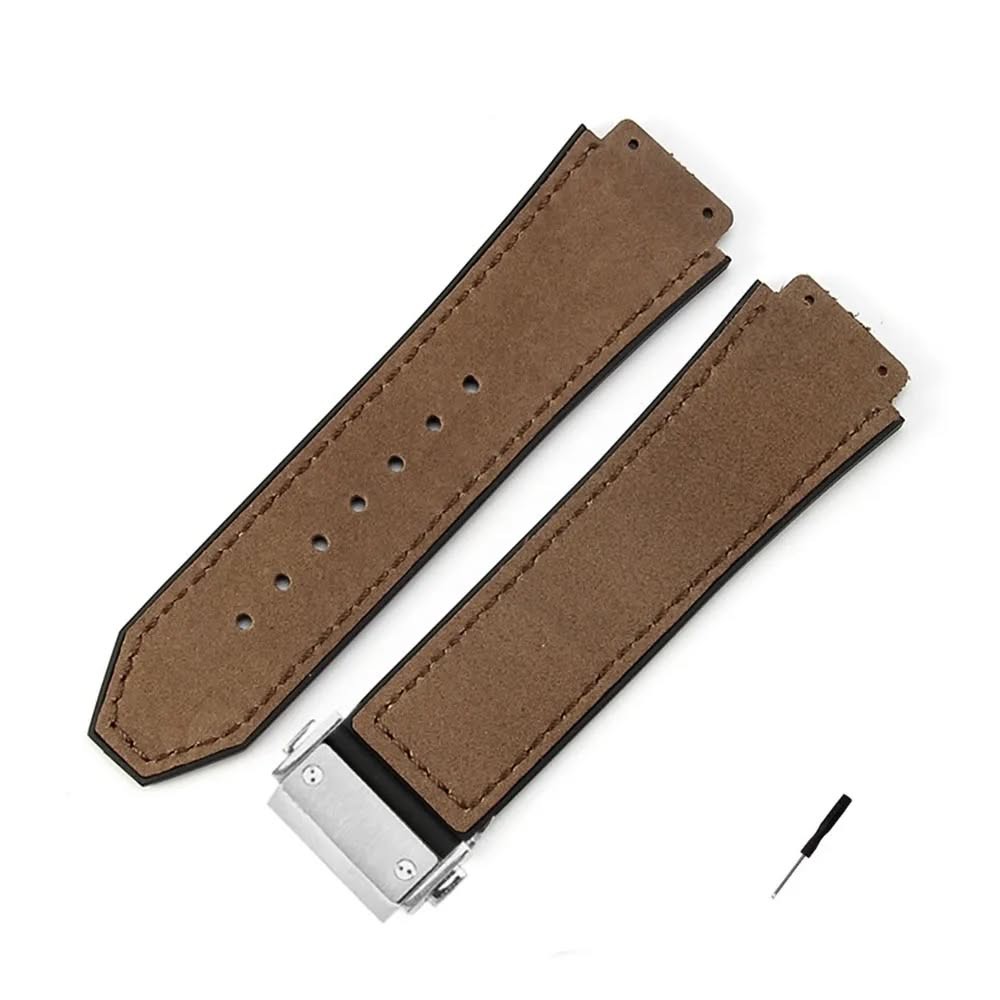 Leather Clad Rubber Bottom Strap for 44mm Case lugs