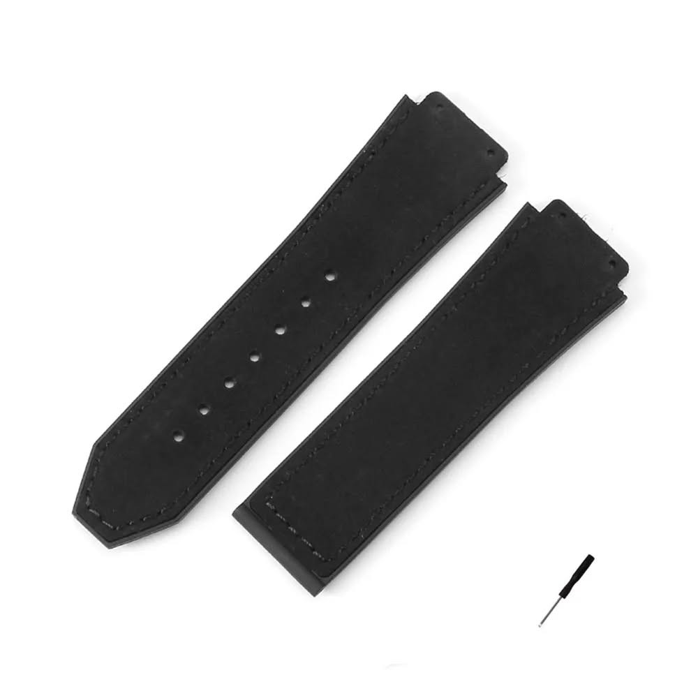 Leather Clad Rubber Bottom Strap for 44mm Case lugs
