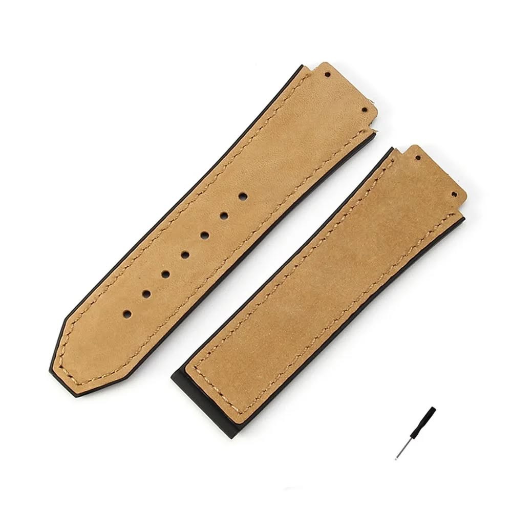 Leather Clad Rubber Bottom Strap for 44mm Case lugs