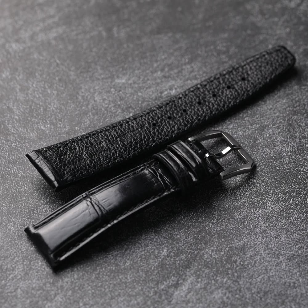 Handmade American Crocodile Strap Black Genuine Leather Strap 20MM 21MM 22MM