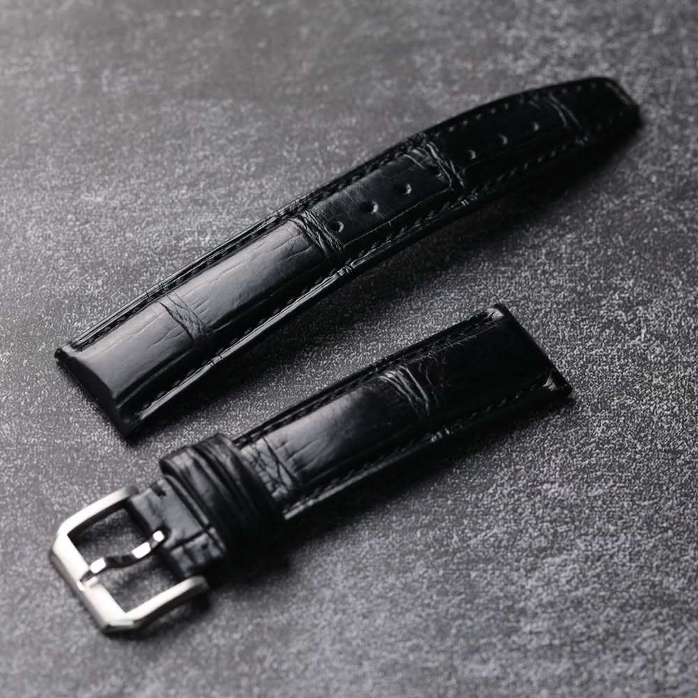 Handmade American Crocodile Strap Black Genuine Leather Strap 20MM 21MM 22MM