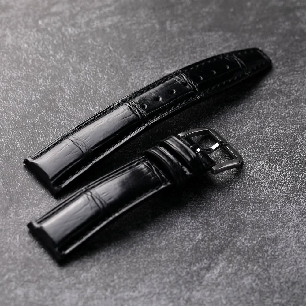 Handmade American Crocodile Strap Black Genuine Leather Strap 20MM 21MM 22MM